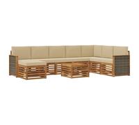 vidaXL Set di divani da esterno con cuscino 7 pcs Naturale, Set di divani moderni per esterni, arredo resistente per giardino, patio e terrazza, comfort assicurato