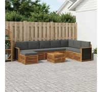 vidaXL Set di divani da esterno con cuscino 7 pcs Naturale e Antracite