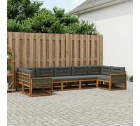 vidaXL Set di divani da esterno con cuscino 7 pcs Naturale e Antracite, Divano Sezionale Moderno, Lounge da Giardino Elegante, Mobili da Esterno Resistenti a Intemperie