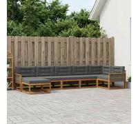 vidaXL Set di divani da esterno con cuscino 7 pcs Naturale e Antracite, Divano moderno per esterni, sedute flessibili, set sezionale, mobile resistente alle intemperie per relax e lounge