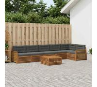 vidaXL Set di divani da esterno con cuscino 7 pcs Naturale e Antracite, Divano moderno da giardino, sezione per terrazze, lounge e comfort per il patio