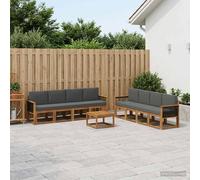 vidaXL Set di divani da esterno con cuscino 7 pcs Naturale e Antracite