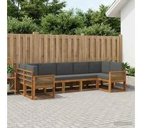 vidaXL Set di divani da esterno con cuscino 7 pcs Naturale e Antracite, Set Divano da Giardino, Modulo Outdoor, Sezione Patio, Arredo in Acacia, Lounge in Giardino, Posto in Terrazza