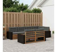 vidaXL Set di divani da esterno con cuscino 7 pcs Naturale e Antracite, Divano da Esterno, Sezione Moderna, Mobili Robusti per Giardino, Set Comodo per Patios e Terrazze