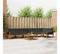 vidaXL Set di divani da esterno con cuscino 7 pcs Naturale e Antracite, Set di divani da giardino, Sezionali moderni, Mobili da esterno durevoli, Patio regolabile per spazi abitativi
