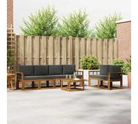 vidaXL Set di divani da esterno con cuscino 7 pcs Naturale e Antracite, Set di divani da giardino in legno di acacia, mobili moderni, elegante lounge, design ergonomico