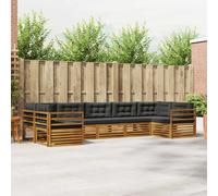 vidaXL Set di divani da esterno con cuscino 7 pcs Naturale e Antracite, Divano moderno da giardino, mobili outdoor resistenti, design minimal, comfort e relax