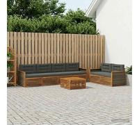 vidaXL Set di divani da esterno con cuscino 7 pcs Naturale e Antracite, Divano da Giardino, Set Sezionale Moderno per Patio e Terrazza, Comodo e alla Moda