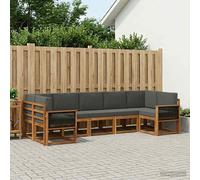 vidaXL Set di divani da esterno con cuscino 7 pcs Naturale e Antracite, Set Divano da Giardino, Modulo Outdoor, Sezione Patio, Arredo in Acacia, Lounge in Giardino, Posto in Terrazza