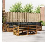 vidaXL Set di divani da esterno con cuscino 7 pcs Naturale e Antracite, Sofa da esterno, divano da patio, set sezionale, arredamento da giardino, moderno per stare comodi all'aperto