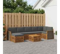 vidaXL Set di divani da esterno con cuscino 7 pcs Naturale e Antracite, Divano da giardino, set moderno per esterni, mobili sezionali per terrazza, lounge resistente e confortevole