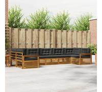 vidaXL Set di divani da esterno con cuscino 7 pcs Naturale e Antracite, Divano moderno da giardino, mobili outdoor resistenti, design minimal, comfort e relax