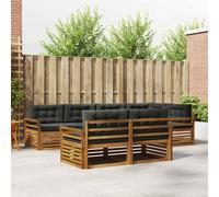 vidaXL Set di divani da esterno con cuscino 7 pcs Naturale e Antracite, Divano da Esterno, Sezione Moderna, Mobili Robusti per Giardino, Set Comodo per Patios e Terrazze