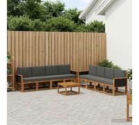 vidaXL Set di divani da esterno con cuscino 7 pcs Naturale e Antracite