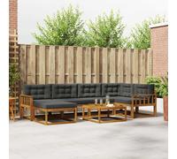 vidaXL Set di divani da esterno con cuscino 7 pcs Naturale e Antracite, Divano per esterni, seduta modulare, mobili da patio resistenti, disposizione flessibile per il relax in giardino e vicino alla