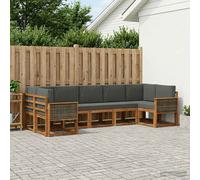 vidaXL Set di divani da esterno con cuscino 7 pcs Naturale e Antracite, Set Divano da Giardino, Modulo Outdoor, Sezione Patio, Arredo in Acacia, Lounge in Giardino, Posto in Terrazza