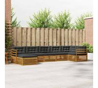 vidaXL Set di divani da esterno con cuscino 7 pcs Naturale e Antracite