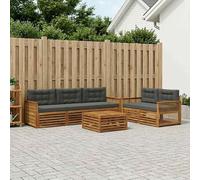 vidaXL Set di divani da esterno con cuscino 7 pcs Naturale e Antracite, Divano da Giardino, Set Sezionale Moderno per Patio e Terrazza, Comodo e alla Moda