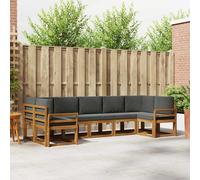 vidaXL Set di divani da esterno con cuscino 7 pcs Naturale e Antracite, Divano Sezionale in Acacia per Esterni, Set Moderno per Patio, Arredo Giardino, Seduta Stylish