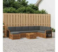 vidaXL Set di divani da esterno con cuscino 7 pcs Naturale e Antracite, Set di divani moderni per esterni, arredo resistente per giardino, patio e terrazza, comfort assicurato