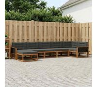 vidaXL Set di divani da esterno con cuscino 7 pcs Naturale e Antracite, Divano moderno per esterni, sedute flessibili, set sezionale, mobile resistente alle intemperie per relax e lounge