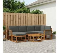 vidaXL Set di divani da esterno con cuscino 7 pcs Naturale e Antracite, Mobili da giardino moderni, divano sezionale resistente, set lounge per terrazza e patio