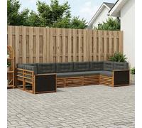 vidaXL Set di divani da esterno con cuscino 7 pcs Naturale e Antracite, Divano da giardino, set moderno per esterni, posti comodi, lounge a bordo piscina, design funzionali per patii