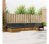 vidaXL Set di divani da esterno con cuscino 7 pcs Naturale e Antracite
