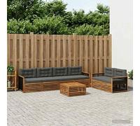 vidaXL Set di divani da esterno con cuscino 7 pcs Naturale e Antracite, Divano da Giardino, Set Sezionale Moderno per Patio e Terrazza, Comodo e alla Moda