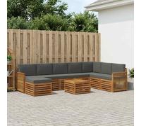 vidaXL Set di divani da esterno con cuscino 7 pcs Naturale e Antracite, Divano da giardino, arredamento moderno per esterni, set resistente per relax in terrazza