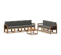 vidaXL Set di divani da esterno con cuscino 7 pcs Naturale e Antracite, Divano da Esterno Moderno, Sezionale da Giardino, Lounge Patio Durevole, Set Comodo per il Relax in Terrazza