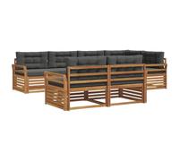 vidaXL Set di divani da esterno con cuscino 7 pcs Naturale e Antracite, Divano da Esterno, Sezione Moderna, Mobili Robusti per Giardino, Set Comodo per Patios e Terrazze