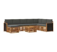 vidaXL Set di divani da esterno con cuscino 7 pcs Naturale e Antracite, Divano da giardino, arredamento moderno per esterni, set resistente per relax in terrazza