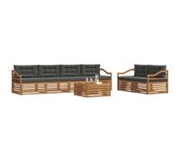 vidaXL Set di divani da esterno con cuscino 7 pcs Naturale e Antracite, Divano da giardino, moderno e resistente, set per relax all'aperto, comfort per il tuo patio
