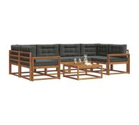 vidaXL Set di divani da esterno con cuscino 7 pcs Naturale e Antracite, Set di divani da esterno moderno, mobili da giardino durevoli per posti a sedere in patio, lounge a bordo piscina