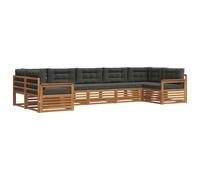 vidaXL Set di divani da esterno con cuscino 7 pcs Naturale e Antracite, Divano moderno da giardino, mobili outdoor resistenti, design minimal, comfort e relax