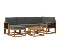 vidaXL Set di divani da esterno con cuscino 7 pcs Naturale e Antracite, Mobili da giardino moderni, divano sezionale resistente, set lounge per terrazza e patio