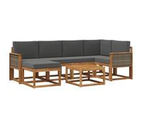 vidaXL Set di divani da esterno con cuscino 7 pcs Naturale e Antracite, Mobili da giardino moderni, divano sezionale resistente, set lounge per terrazza e patio