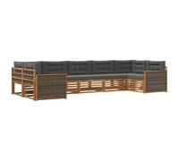 vidaXL Set di divani da esterno con cuscino 7 pcs Naturale e Antracite, Divano da giardino, set moderno per esterni, posti comodi, lounge a bordo piscina, design funzionali per patii