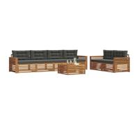 vidaXL Set di divani da esterno con cuscino 7 pcs Naturale e Antracite, Divano da giardino, moderno e resistente, set per relax all'aperto, comfort per il tuo patio