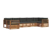 vidaXL Set di divani da esterno con cuscino 7 pcs Naturale e Antracite, Divano moderno da giardino, mobili outdoor resistenti, design minimal, comfort e relax