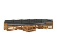 vidaXL Set di divani da esterno con cuscino 7 pcs Naturale e Antracite, Divano moderno da giardino, sezione per terrazze, lounge e comfort per il patio