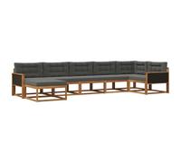 vidaXL Set di divani da esterno con cuscino 7 pcs Naturale e Antracite, Divano moderno per esterni, sedute flessibili, set sezionale, mobile resistente alle intemperie per relax e lounge
