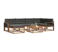 vidaXL Set di divani da esterno con cuscino 7 pcs Naturale e Antracite, Divano per esterni, seduta modulare, mobili da patio resistenti, disposizione flessibile per il relax in giardino e vicino alla