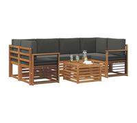 vidaXL Set di divani da esterno con cuscino 7 pcs Naturale e Antracite, Divano sezionale da giardino, mobile lounge resistente, set per patio moderno perfetto per vivere all'aperto