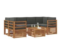 vidaXL Set di divani da esterno con cuscino 7 pcs Naturale e Antracite, Divano sezionale da giardino, mobile lounge resistente, set per patio moderno perfetto per vivere all'aperto