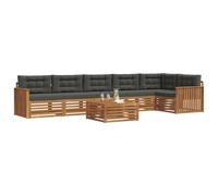 vidaXL Set di divani da esterno con cuscino 7 pcs Naturale e Antracite, Divano Sezionale da Giardino, Comfort Outdoor, Arredamento Resistente per Terrazza, Stile Moderno