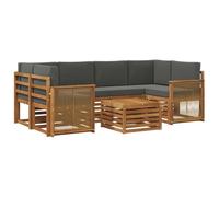 vidaXL Set di divani da esterno con cuscino 7 pcs Naturale e Antracite, Divano sezionale da giardino, mobile lounge resistente, set per patio moderno perfetto per vivere all'aperto