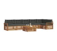 vidaXL Set di divani da esterno con cuscino 7 pcs Naturale e Antracite, Divano Sezionale da Giardino, Comfort Outdoor, Arredamento Resistente per Terrazza, Stile Moderno