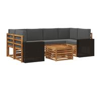 vidaXL Set di divani da esterno con cuscino 7 pcs Naturale e Antracite, Divano sezionale da giardino, mobile lounge resistente, set per patio moderno perfetto per vivere all'aperto